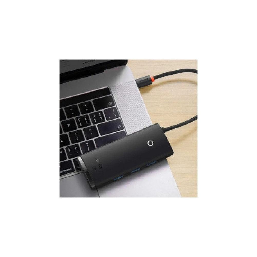 Концентратор Baseus USB 3.0 to 4xUSB 3.0 0.25m black (WKQX030001)