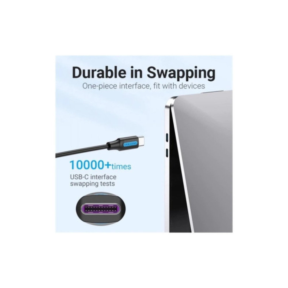 Дата кабель USB-C to USB-C 1.5m 5A black Vention (COTBG)