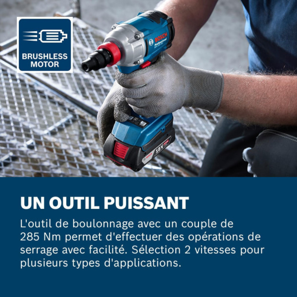 Гайковерт ударний акумуляторний Bosch Professional GDX 18V-285 18В 285Нм до 3600об/хв квадрат 1/2" 1.1кг без АКБ та ЗП