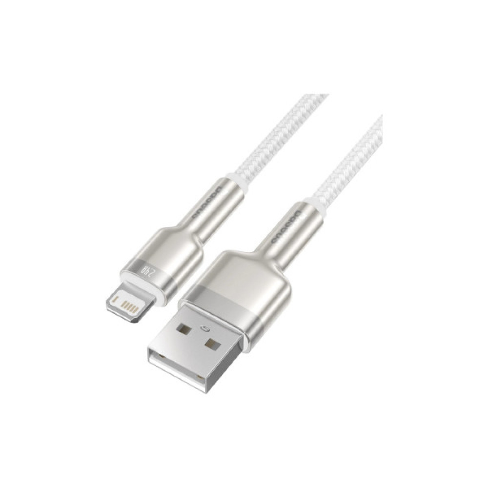 Дата кабель USB 2.0 AM to Lightning 1.0m Cafule Series Metal 2.4A White Baseus (CALJK-A02)