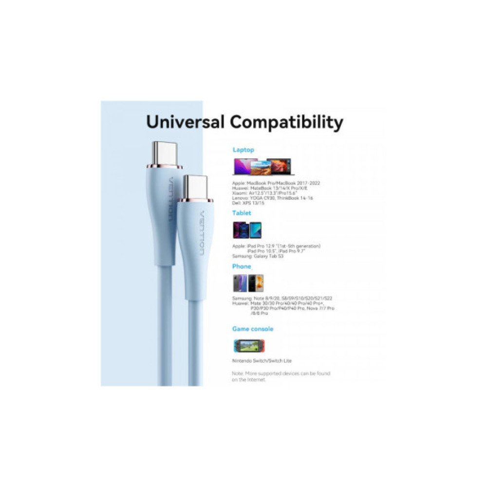 Дата кабель USB-C to 2xUSB-C 1.5m 5.0A Silicone Type Green Vention (CTMGG)