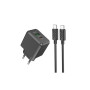Зарядний пристрій HOCO CS14A USB-C PD20W + USB QC3.0 + cable USB-C to USB-C black (6942007603911)