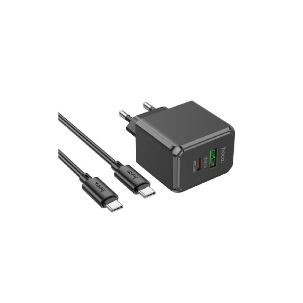 Зарядний пристрій HOCO CS14A USB-C PD20W + USB QC3.0 + cable USB-C to USB-C black (6942007603911)