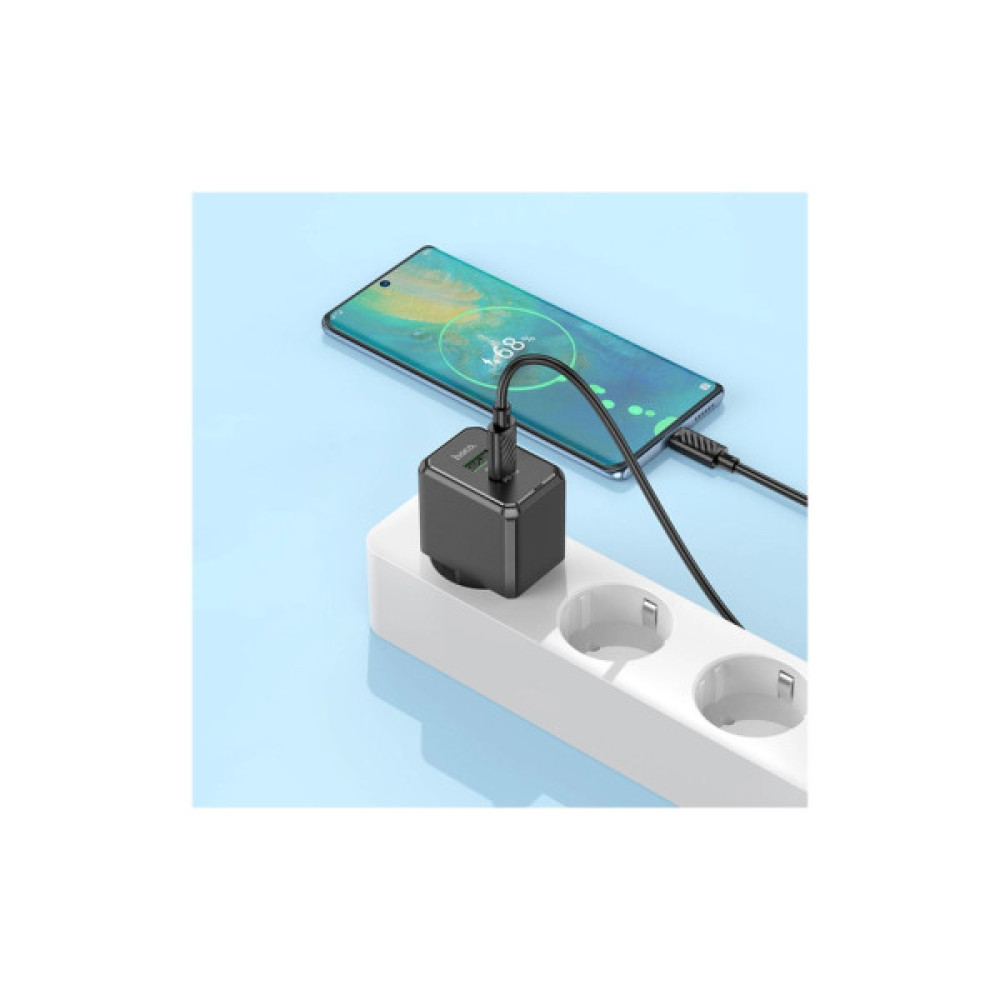 Зарядний пристрій HOCO CS14A USB-C PD20W + USB QC3.0 + cable USB-C to USB-C black (6942007603911)