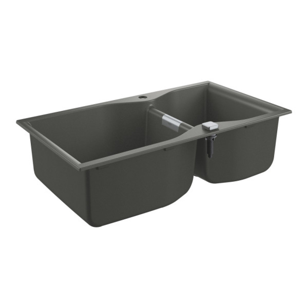 Мийка кухонна Grohe K700, граніт, прямокут., без крила, 900x500x230мм, чаша - 2, врізна, сірий граніт