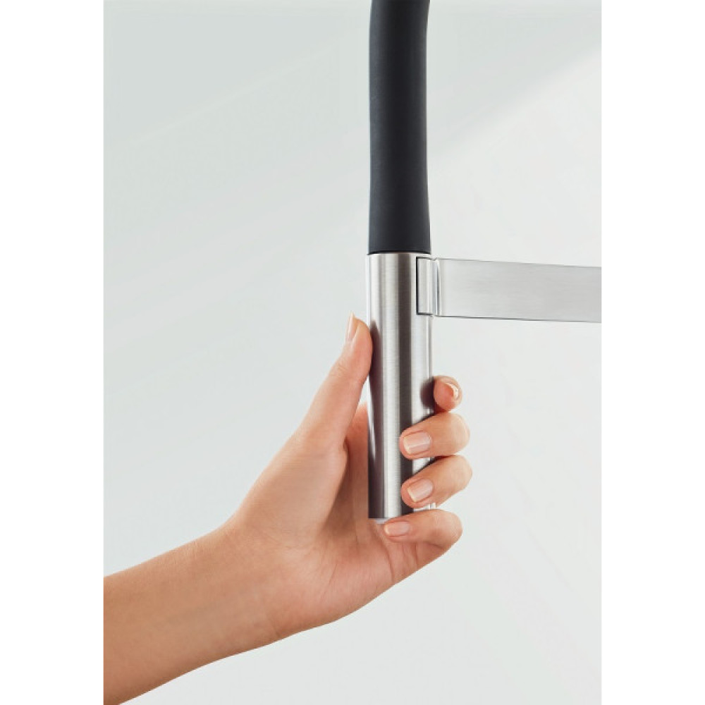 Змішувач для кухні Grohe Essence, довж.виливу - 240мм, поворотний/гнучкий, 1важіль, супер сталь