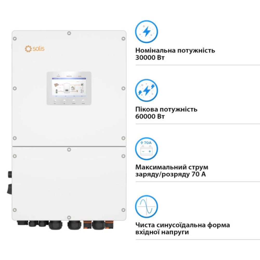 Сонячний інвертор Solis S6 30kW HV-Batteries (S6-EH3P30K-H)