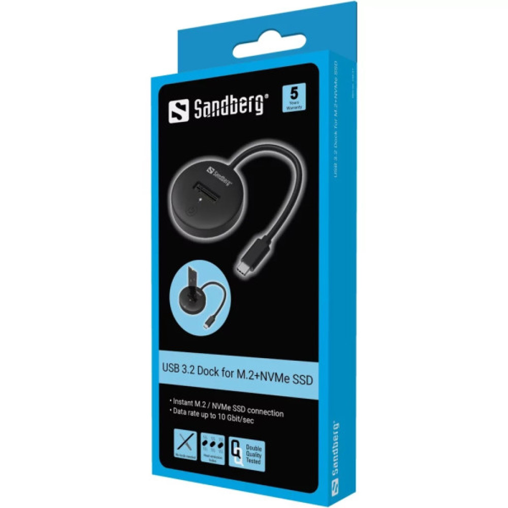 Док-станція для накопичувачів Sandberg USB3.2 Type-C toSSD M.2 NVMe M Key (136-47)