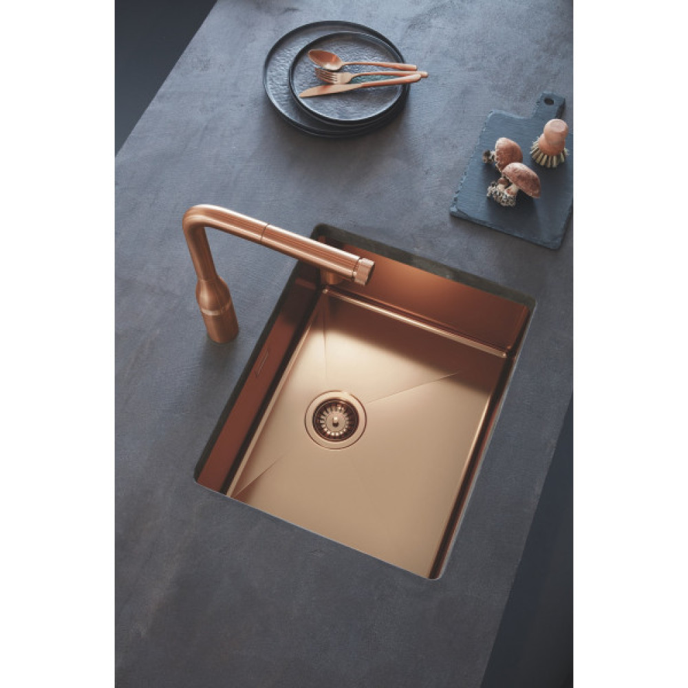 Мийка кухонна Grohe K700U, нерж.сталь, прямокут., без крила, 550x450x200мм, чаша - 1, уніврсальна, матовий теплий захід сонця