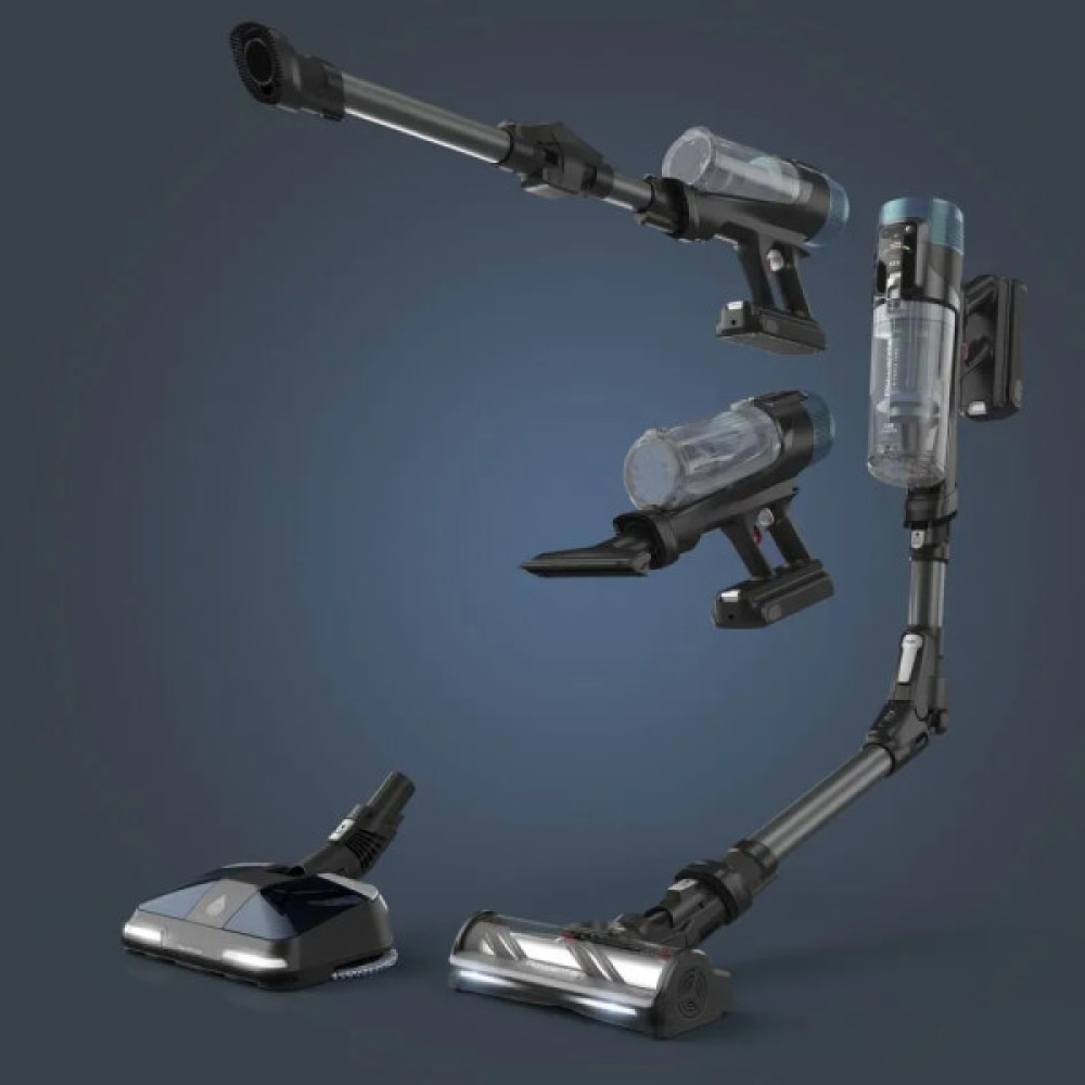 Пилосос Rowenta безпровідний X-Force Flex 14.80 Animal Aqua, 240Вт, вологе прибирання, конт пил -0.65л, автон. робота до 90хв, HEF system 99,9%, чорно-синій