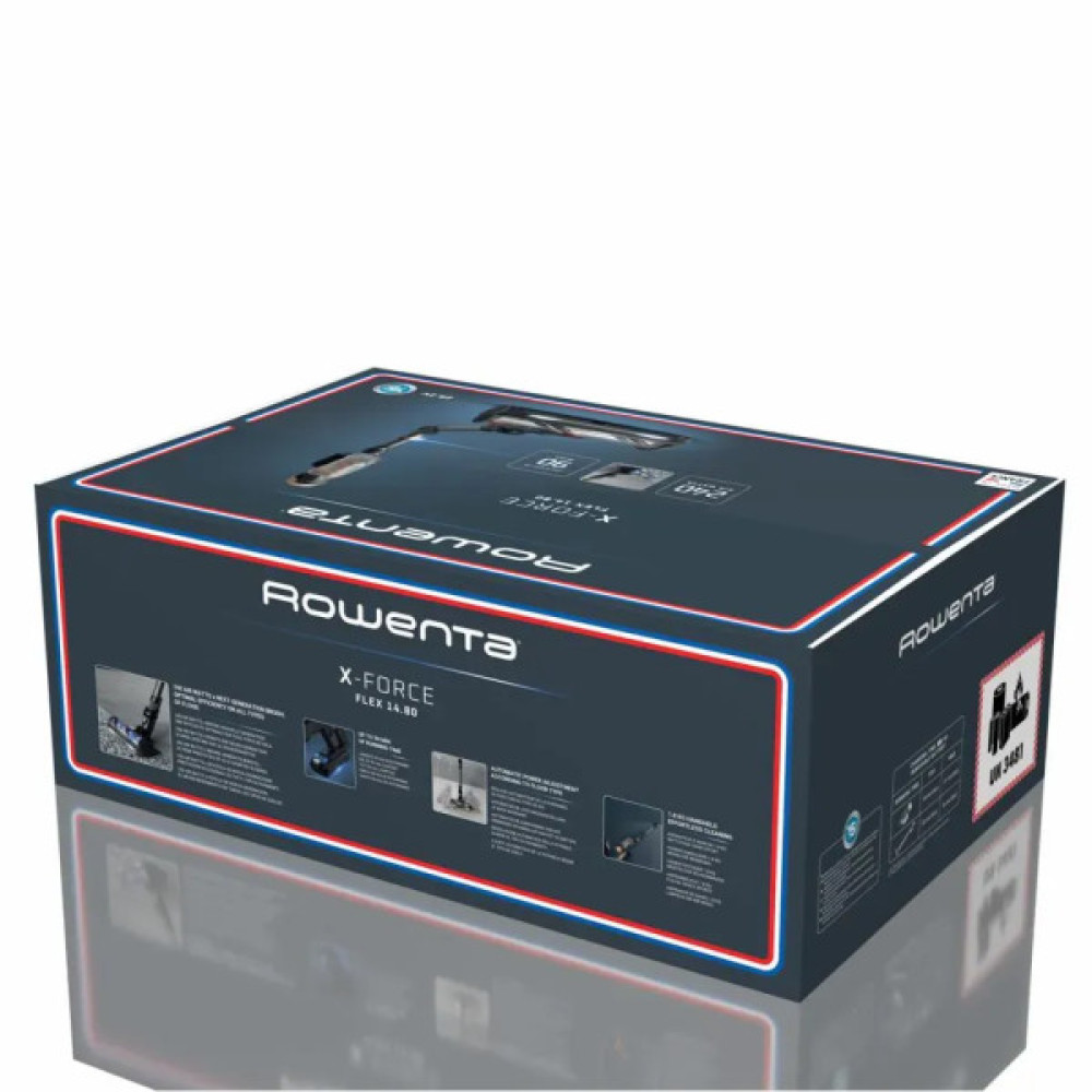 Пилосос Rowenta безпровідний X-Force Flex 14.80 Animal Aqua, 240Вт, вологе прибирання, конт пил -0.65л, автон. робота до 90хв, HEF system 99,9%, чорно-синій