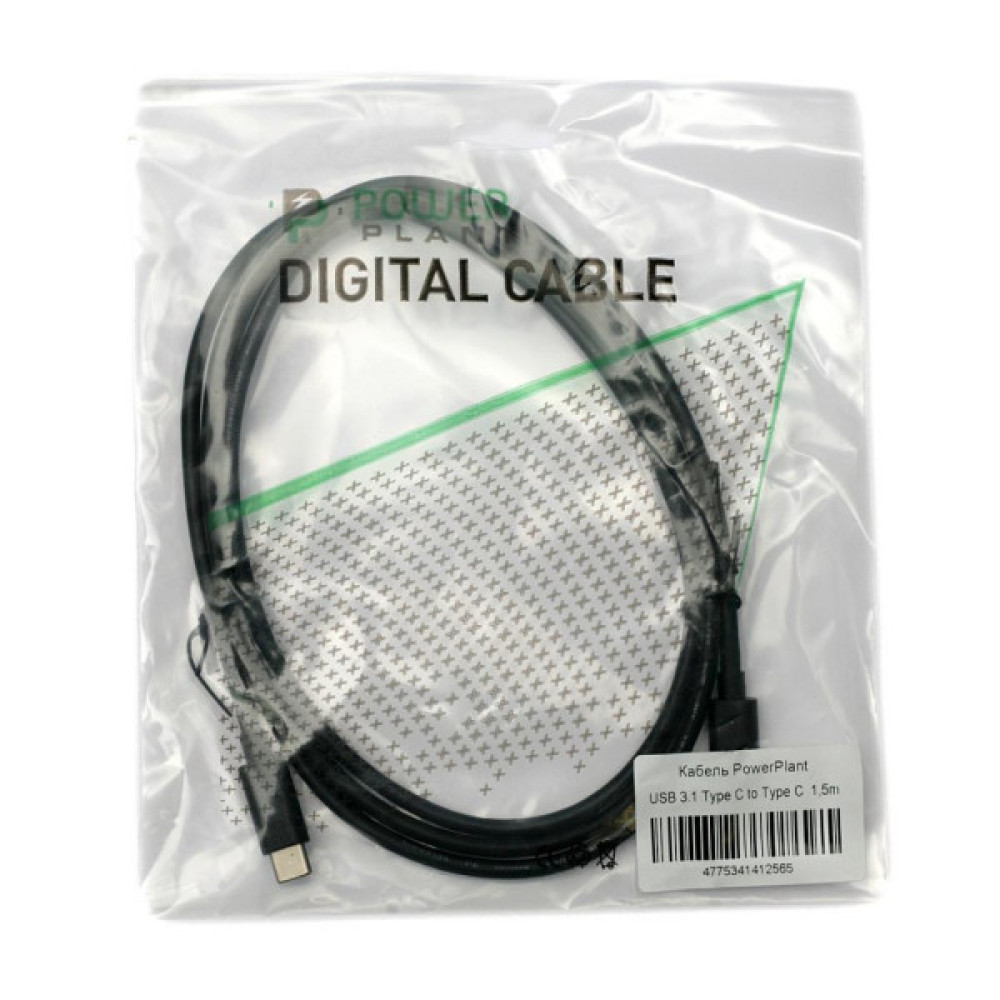 Дата кабель USB-C to USB-C 1.5m PowerPlant (KD00AS1256)