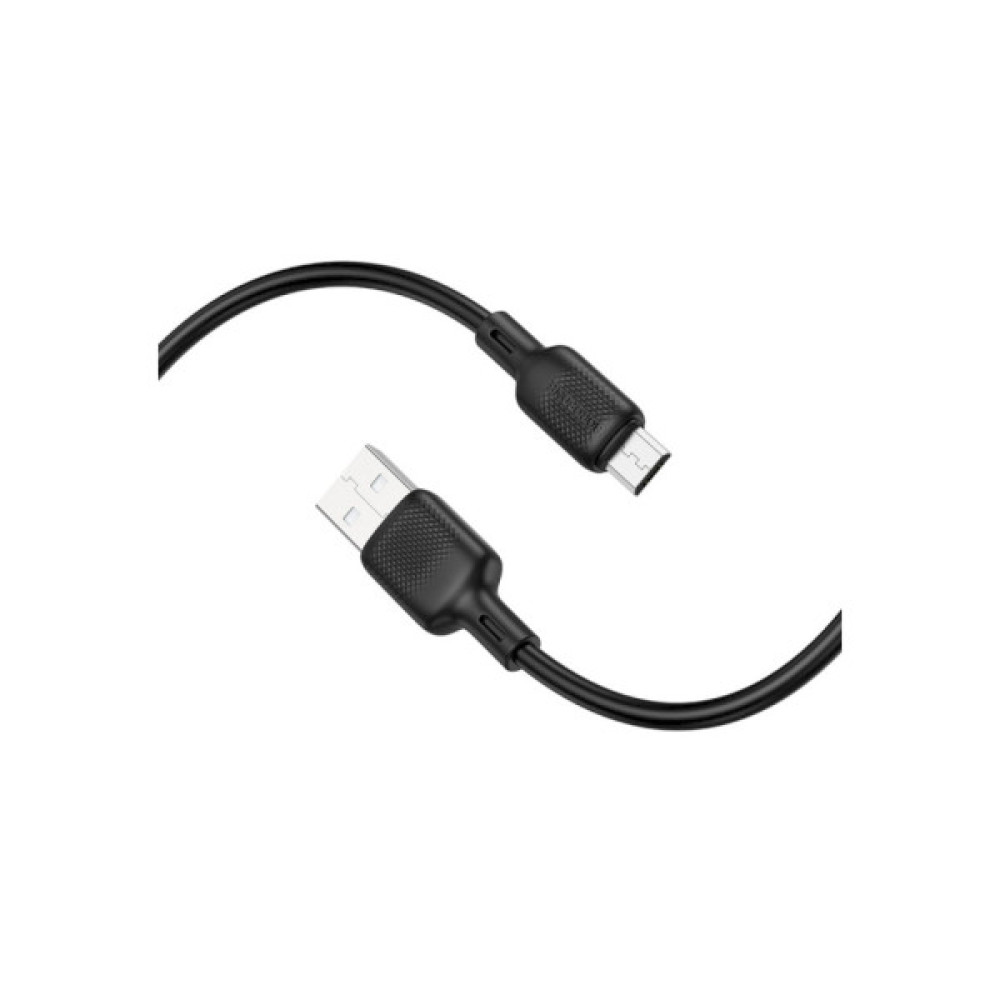 Дата кабель USB 2.0 AM to Micro 5P 3.0m Lenny silicone BX113 black BOROFONE (6941991115547)