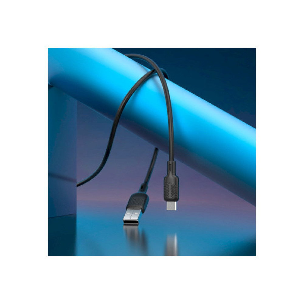 Дата кабель USB 2.0 AM to Micro 5P 3.0m Lenny silicone BX113 black BOROFONE (6941991115547)