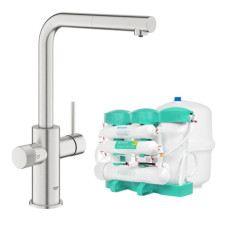 Комплект змішувача для кухні з висувним виливом Grohe Blue Pure Minta з фільтром зворотного осмосу Ecosoft P’URE AQUACALCIUM Mint (MO67530601DC)