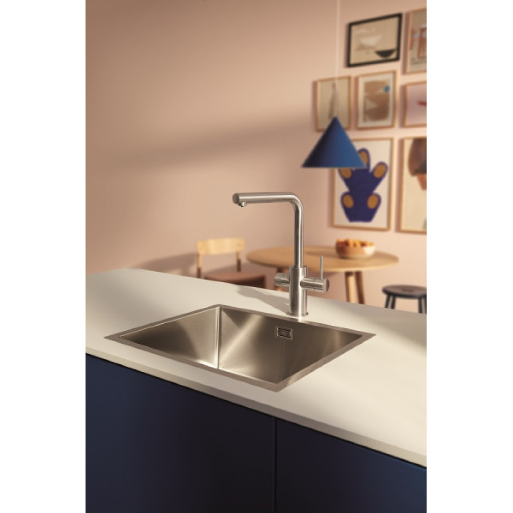 Комплект змішувача для кухні з висувним виливом Grohe Blue Pure Minta з фільтром зворотного осмосу Ecosoft P’URE AQUACALCIUM Mint (MO67530601DC)