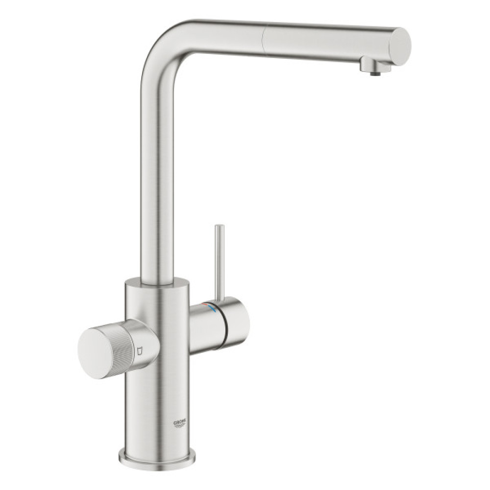 Комплект змішувача для кухні з висувним виливом Grohe Blue Pure Minta з фільтром зворотного осмосу Ecosoft P’URE AQUACALCIUM Mint (MO67530601DC)