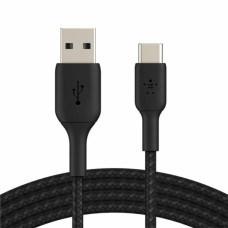 Дата кабель USB 2.0 AM to USB-C 3.0m BRAIDED black Belkin (CAB002BT3MBK)