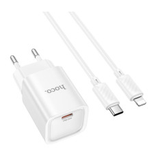 Зарядний пристрій HOCO C148A Charm USB-C PD30W + cable USB-C to Lightning White (6942007630313)