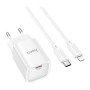 Зарядний пристрій HOCO C148A Charm USB-C PD30W + cable USB-C to Lightning White (6942007630313)