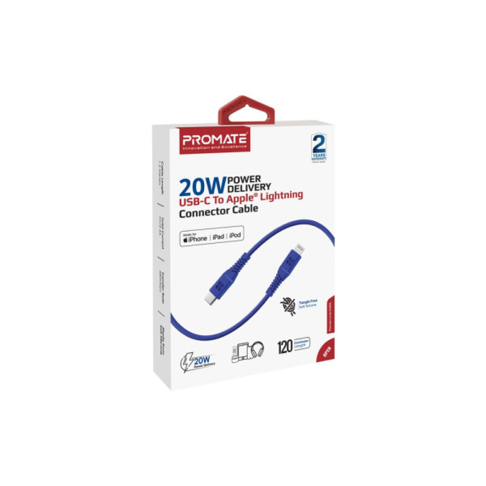 Дата кабель USB-C to Lightning 1.2m Promate (powerline-ci120.blue)
