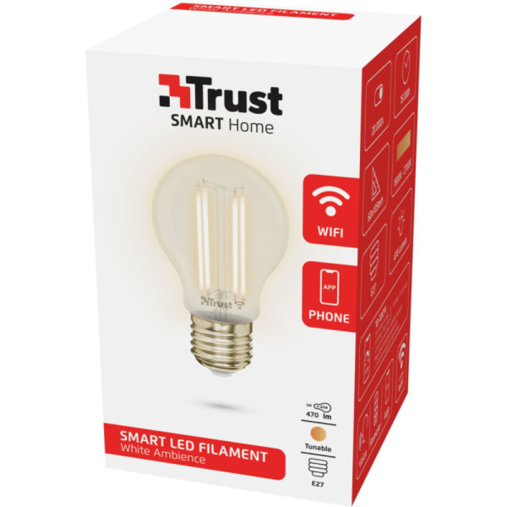 Розумна лампочка Trust E27 LED FILAMENT 470 Lumen, 1800-2700k, white (71287_TRUST)