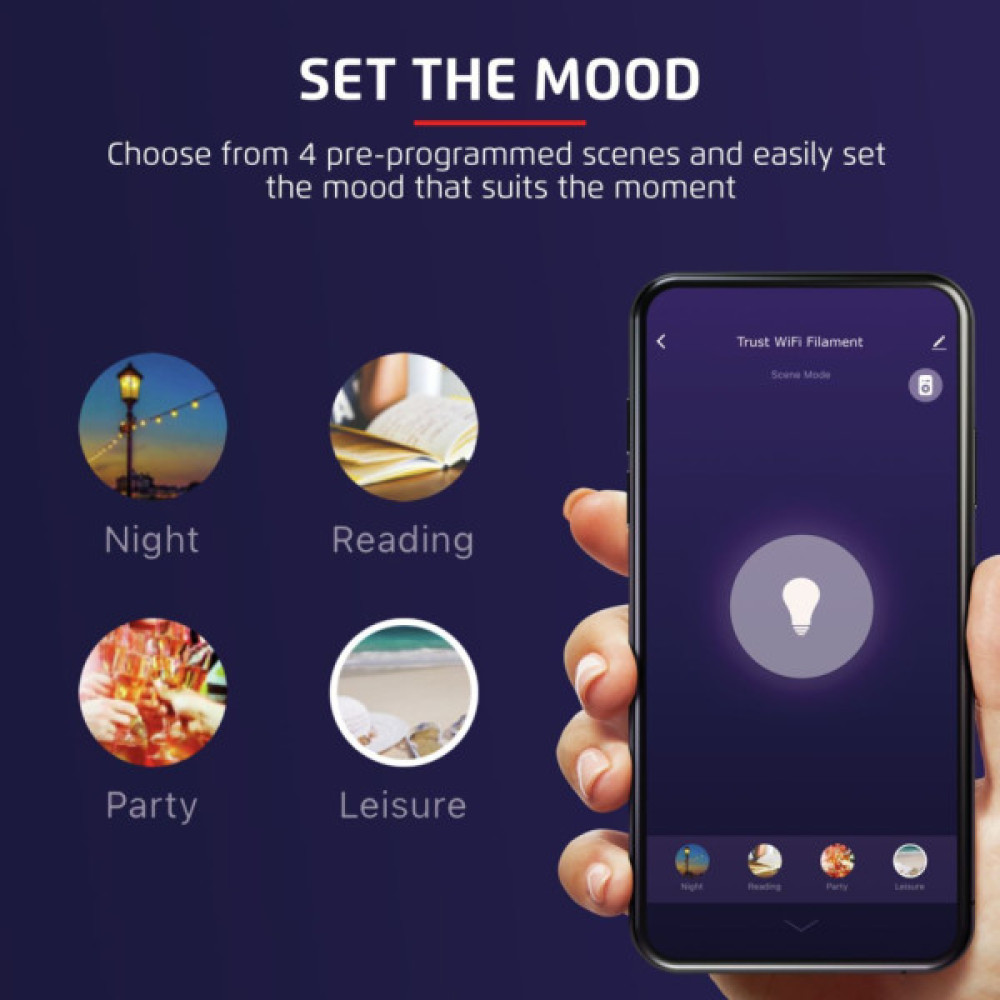 Розумна лампочка Trust E27 LED FILAMENT 470 Lumen, 1800-2700k, white (71287_TRUST)