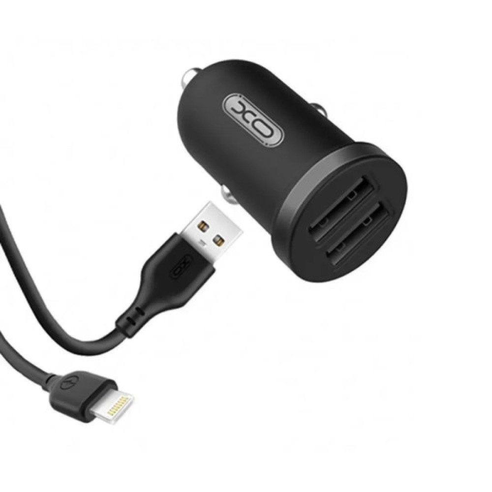 Зарядний пристрій XO 2xUSB 2.1A + cable USB to Lightning black (TZ08-L-BK)