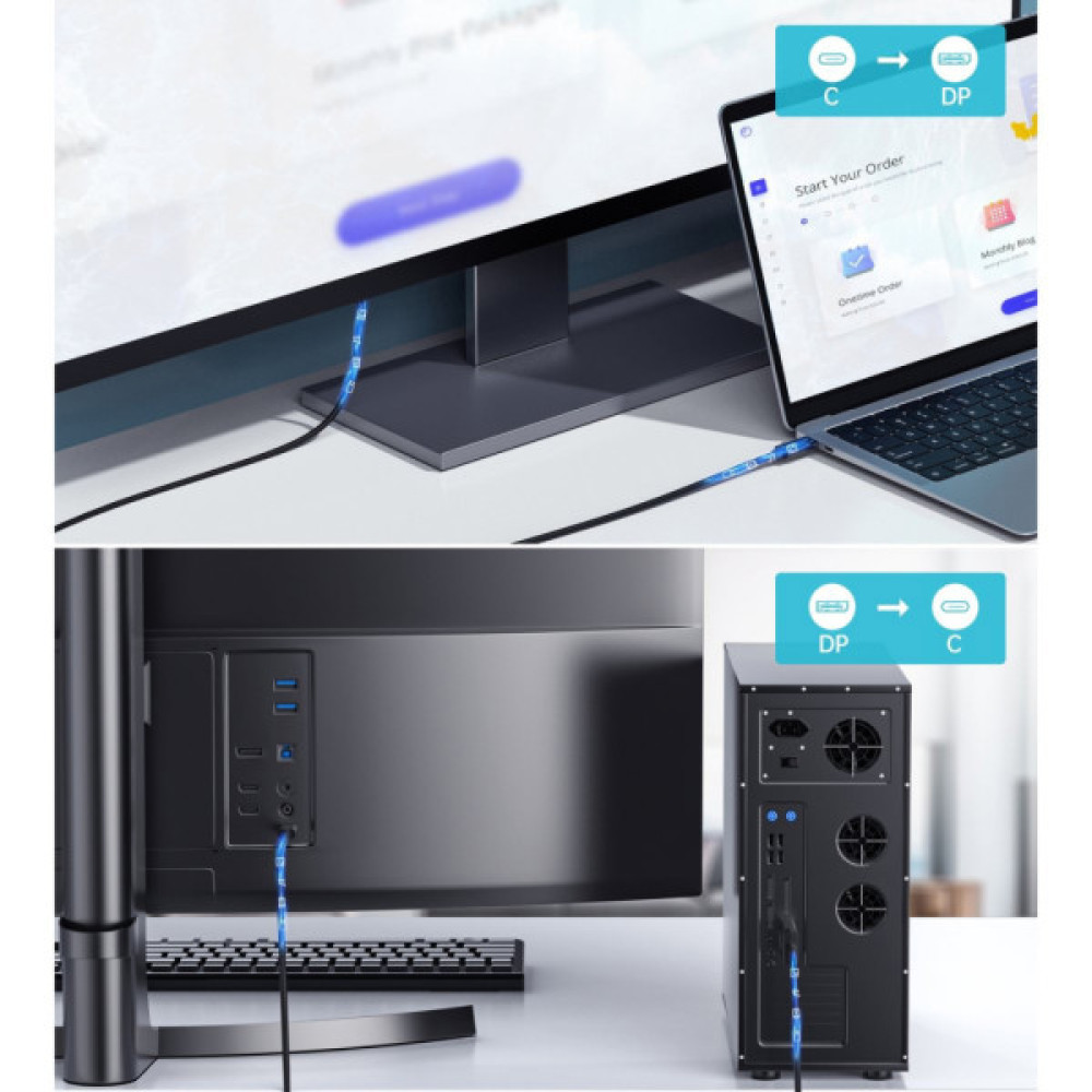 Кабель мультимедійний USB-C to DisplayPort M 1.8m V1.4 Thunderbolt 3 4K60Hz Choetech (XCP-1803)
