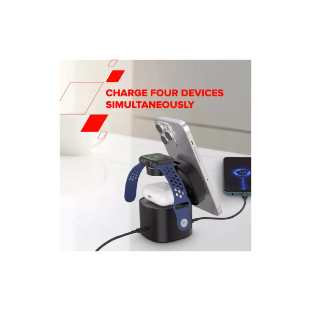 Зарядний пристрій Canyon 4-in-1 wireless charging stand 30W + cable 1.0m white (CNS-WCS405WW/A)