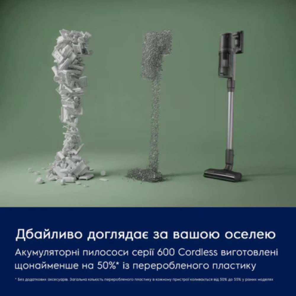 Пилосос Electrolux безпровідний, вологе прибирання, конт пил -0.5л, автон. робота до 50хв, вага-2.49кг, НЕРА12, 5 насадок, синій