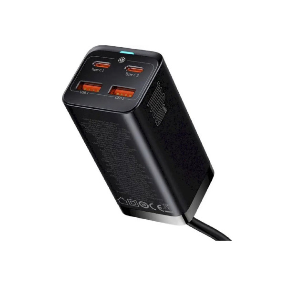 Зарядний пристрій Baseus 2xUSB-C 100W + 2xUSB GaN black (CCGP000101)