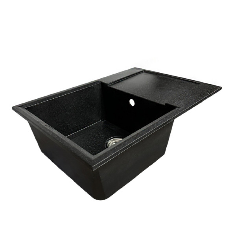 Набір кухонний Adamant Horizon Medium, штучний камінь, прямокут., з крилом, 700х500х230мм, чаша - 1, врізна, чорний + змішувач