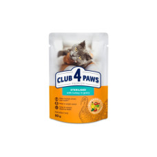 Вологий корм для кішок Club 4 Paws з індичкою в соусі для стерилізованих 80 г (4820269144576)