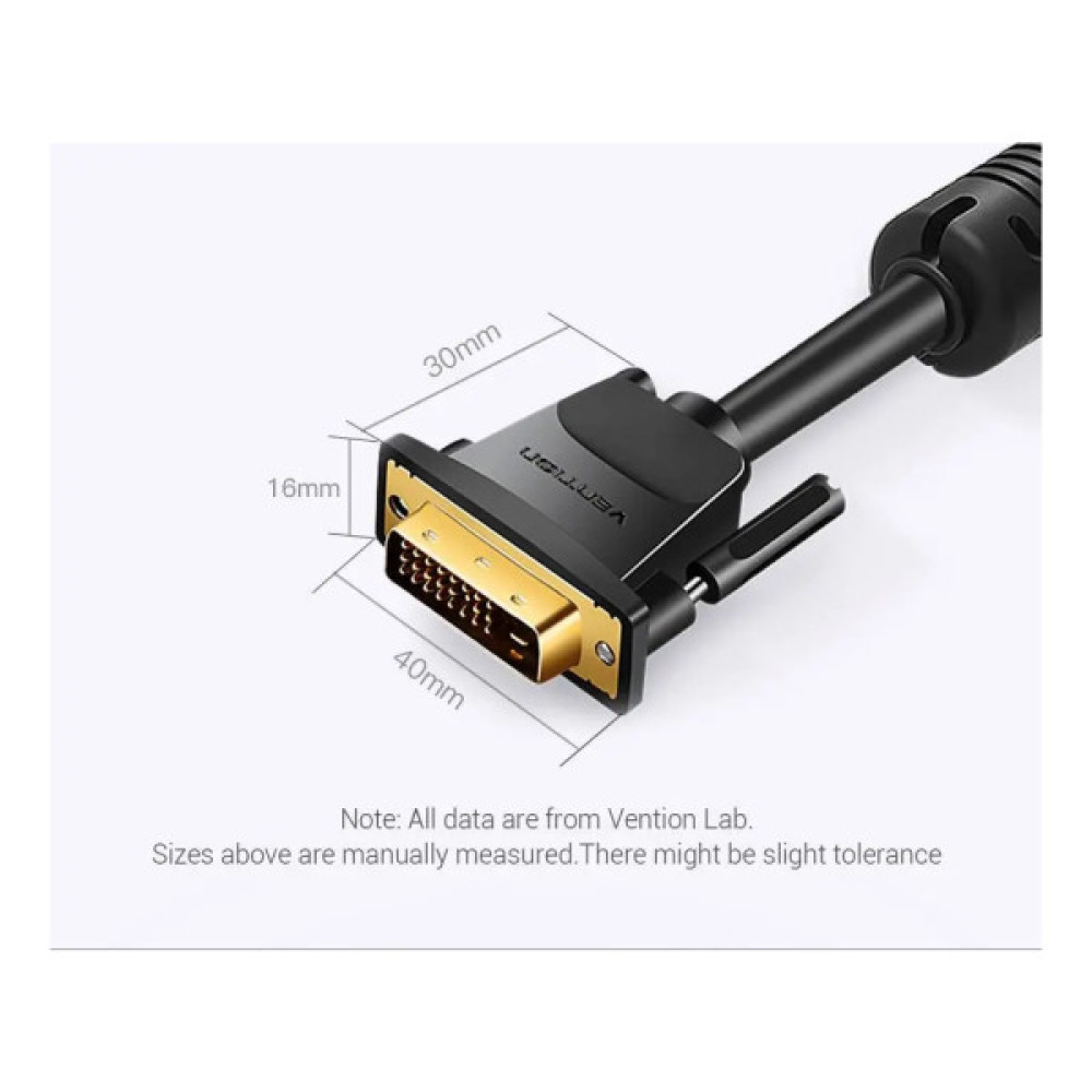 Кабель мультимедійний DVI to DVI 24+1pin 1.5m 2K 60Hz Dual Linik VENTION (EAABG)