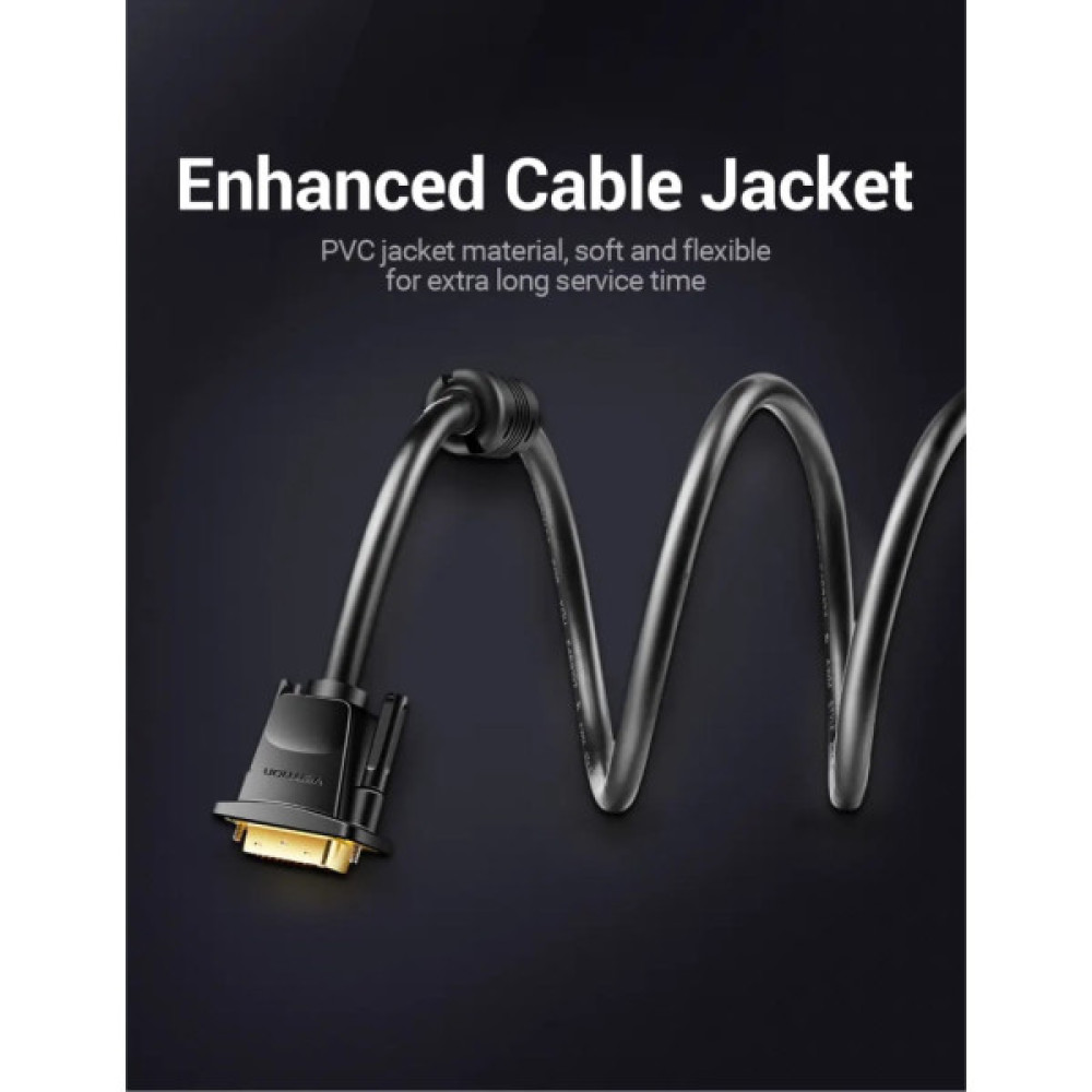 Кабель мультимедійний DVI to DVI 24+1pin 1.5m 2K 60Hz Dual Linik VENTION (EAABG)