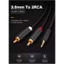 Кабель мультимедійний 3.5mm M to 2xRCA M 2.0m AV102 black Ugreen (10510)
