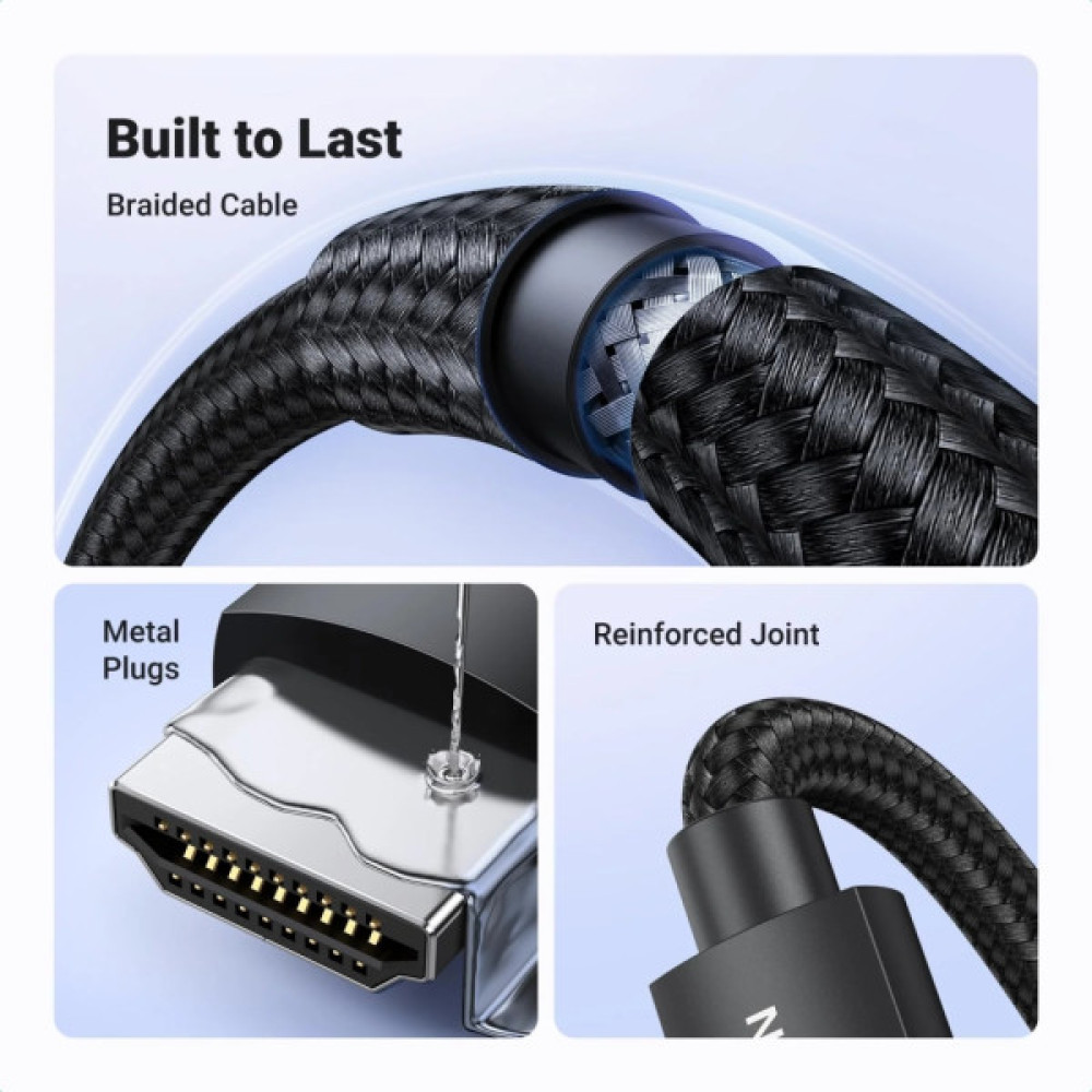 Кабель мультимедійний HDMI M to HDMI M 10.0m 8K60Hz 48Gbps braided Ugreen (95966)