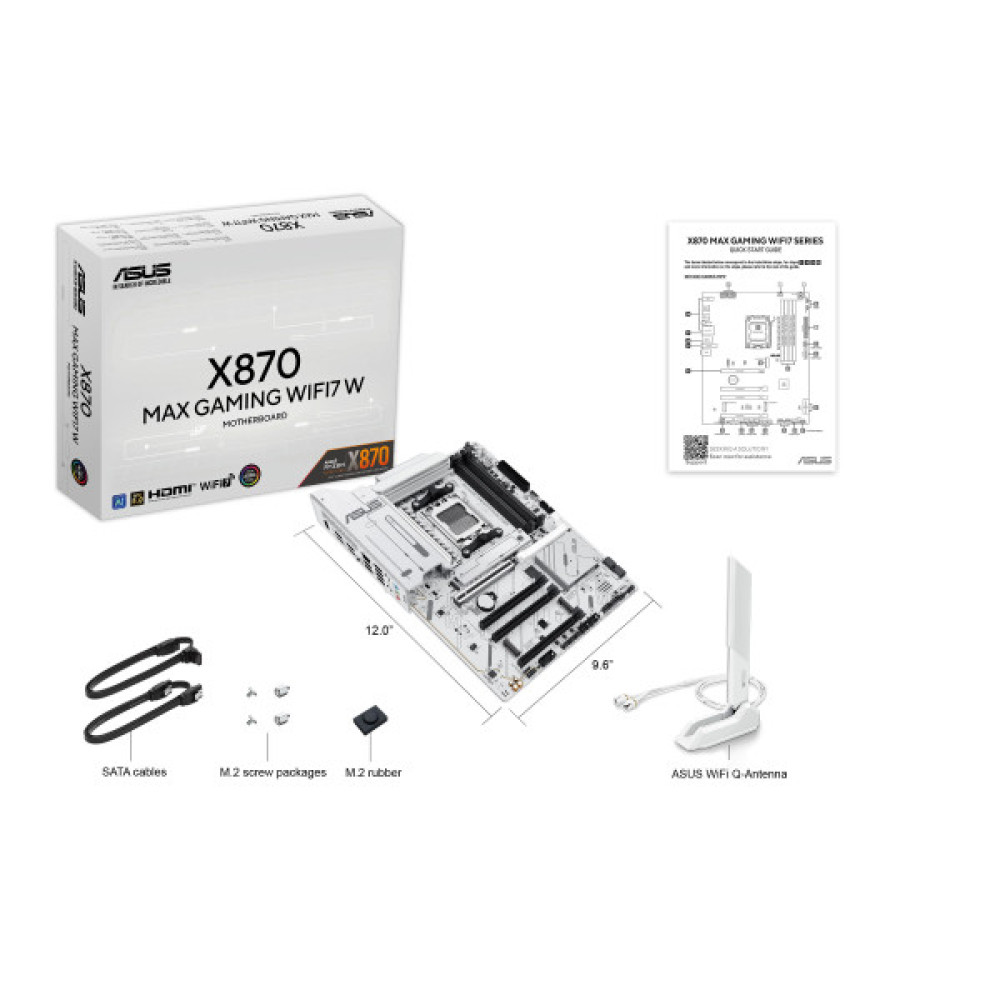 Материнcька плата ASUS X870 MAX GAMING WIFI7 W sAM5 X870 4xDDR5 M.2 HDMI USB Type-C WiFi BT ATX білий