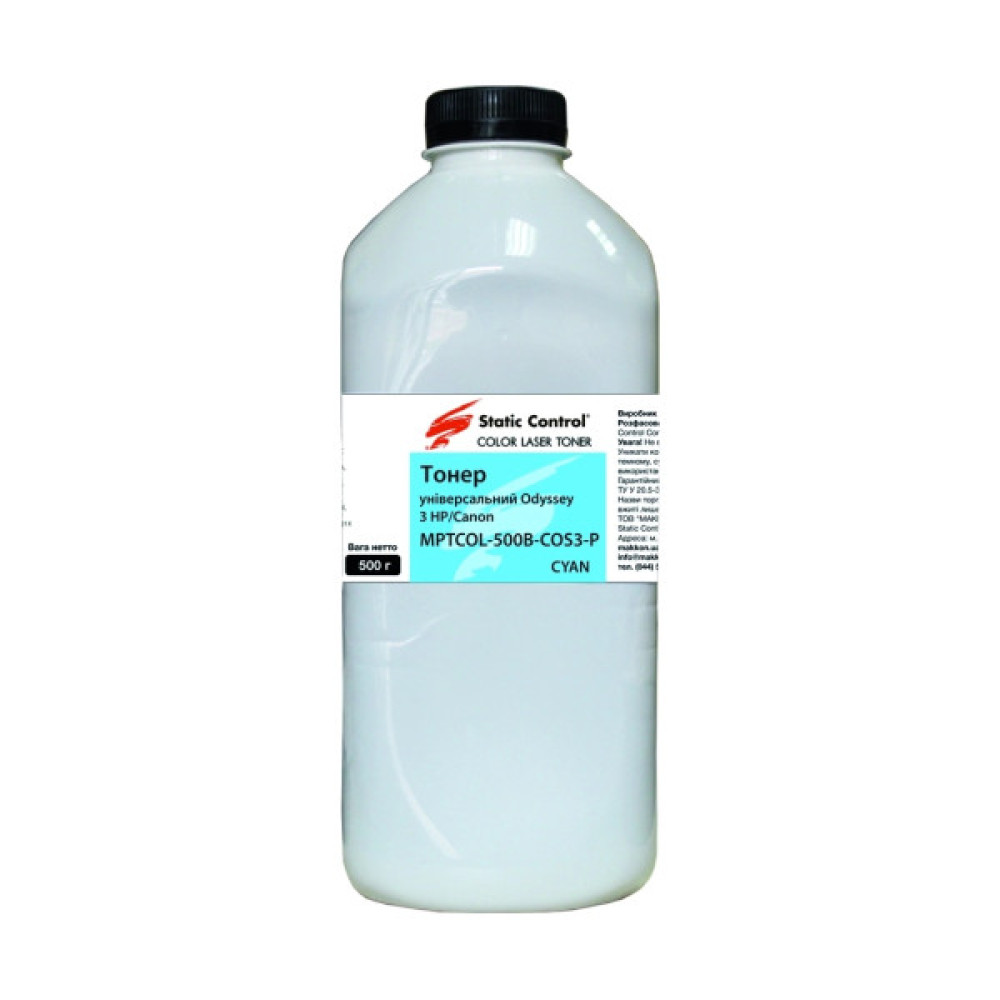 Тонер HP/Canon MPTCOL OS3 500г cyan (фасовка) Static Control (MPTCOL-500B-COS3-P)