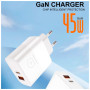 Зарядний пристрій WUW C209 1xUSB-C PD45W + 1xUSB QC3.0 18W White (WUW-C209) Зарядний пристрій WUW C209 1xUSB-C PD45W + 1xUSB QC3.0 18W White (WUW-C209)