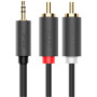 Кабель мультимедійний 3.5mm M to 2xRCA M 2.0m AV102 black Ugreen (10510) Кабель мультимедійний 3.5mm M to 2xRCA M 2.0m AV102 black Ugreen (10510)