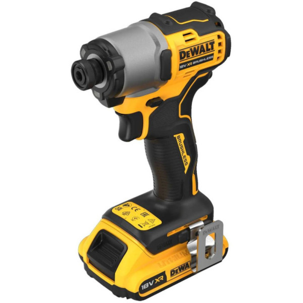 Шурупокрут ударний акумуляторний DeWalt XR Li-Ion PowerStack 18В 1х1.7А·год 192Нм 3200об/хв 4200уд/хв кейс 0.88кг без ЗП