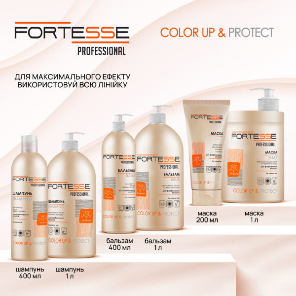 Шампунь Fortesse Professional Color Up & Protect Для фарбованого волосся Стійкість кольору 1000 мл (4820000306171)
