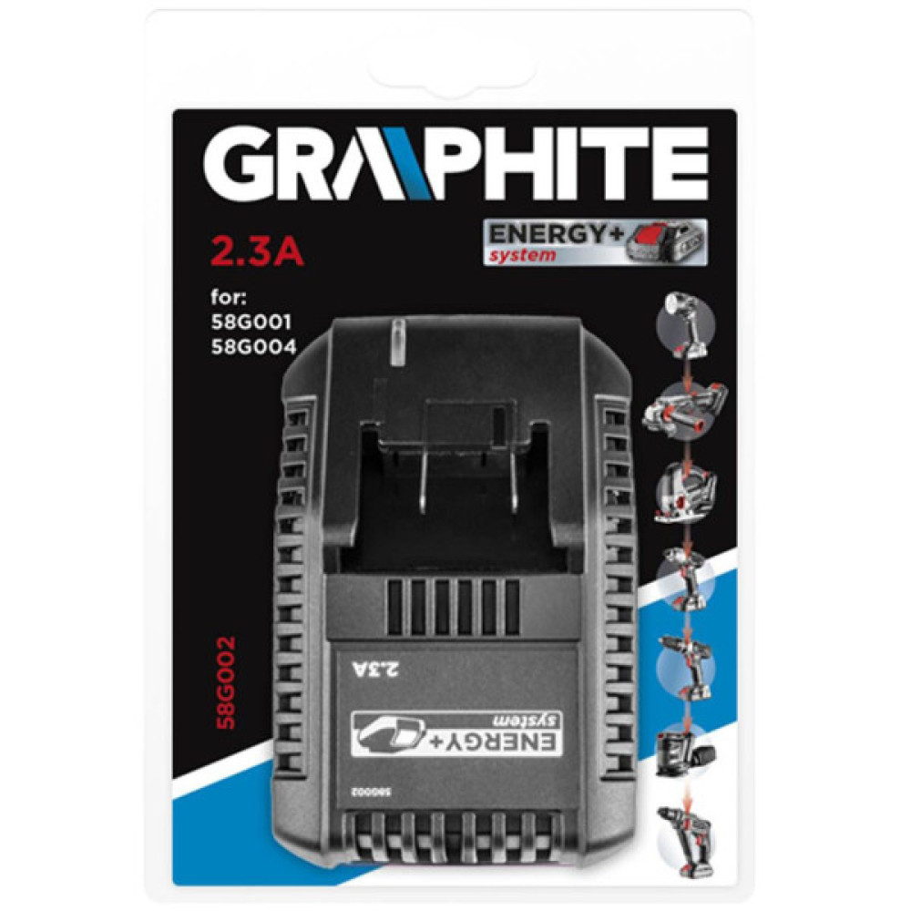 Зарядний пристрій GRAPHITE Energy+, 18В, 2.3А, 0.3кг