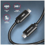 Дата кабель USB-C to USB-C 3.0m USB 2.0 PD 240W 5A black AXAGON (BUCM2-CM30AB)