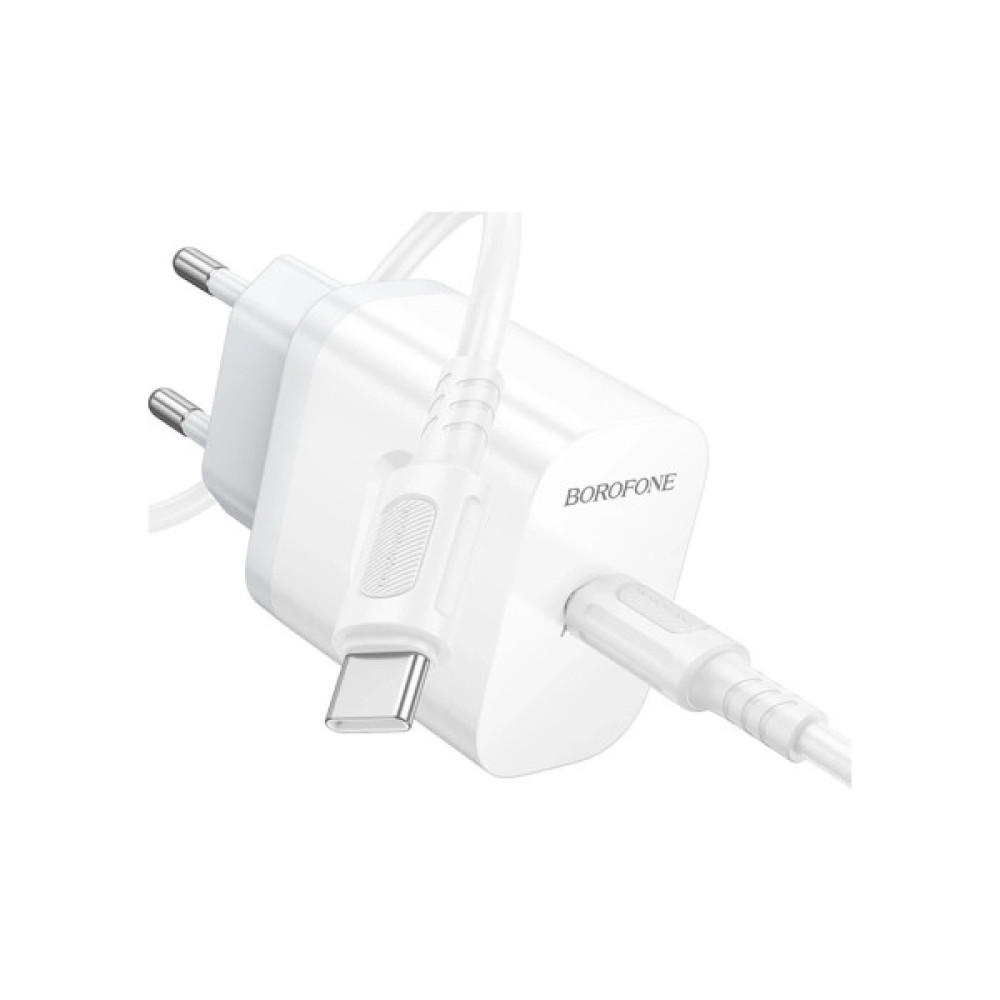 Зарядний пристрій BOROFONE USB-C PD20W + cable USB-C to USB-C white (6941991121371)