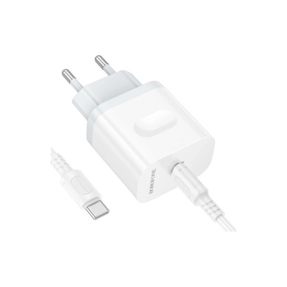 Зарядний пристрій BOROFONE USB-C PD20W + cable USB-C to USB-C white (6941991121371)