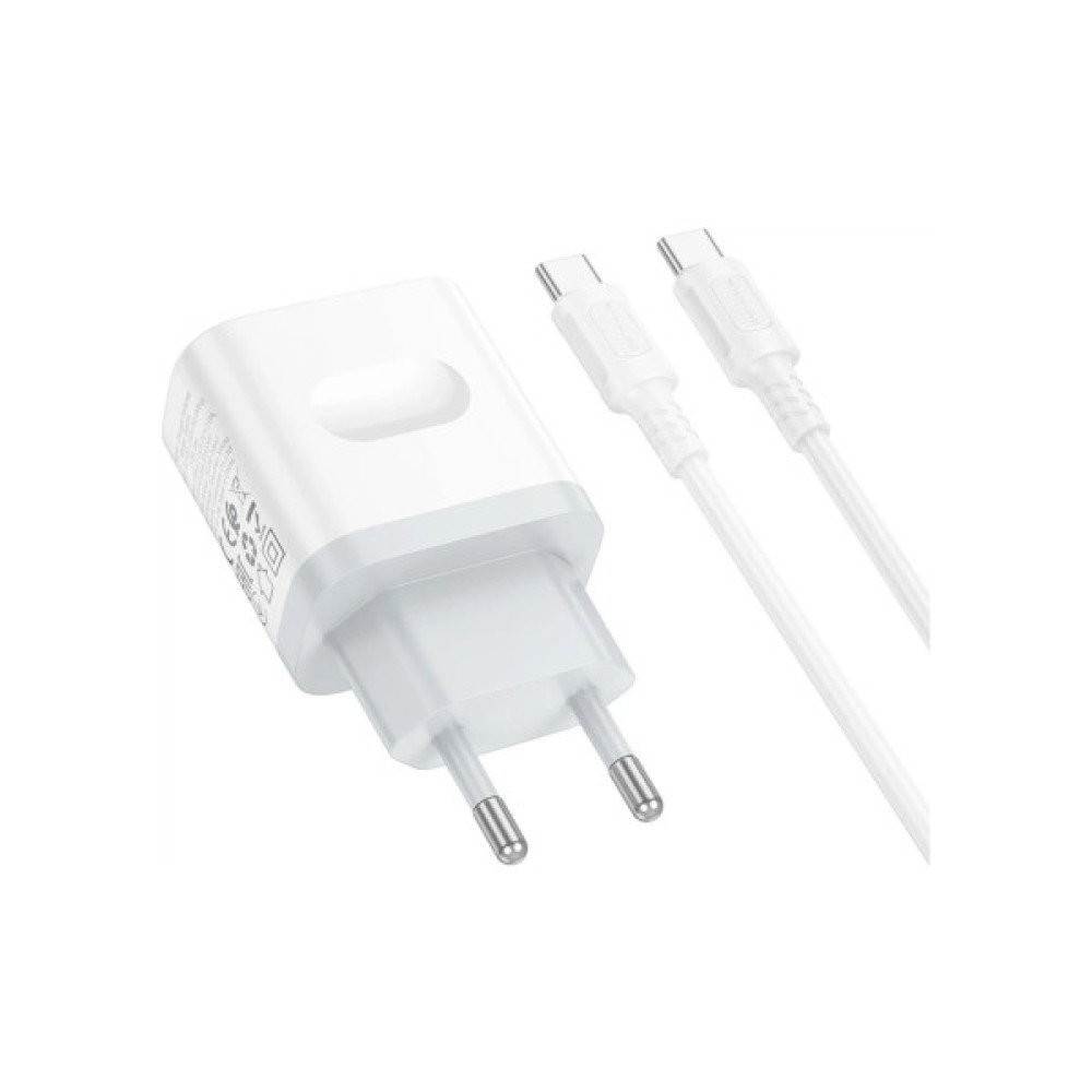 Зарядний пристрій BOROFONE USB-C PD20W + cable USB-C to USB-C white (6941991121371)