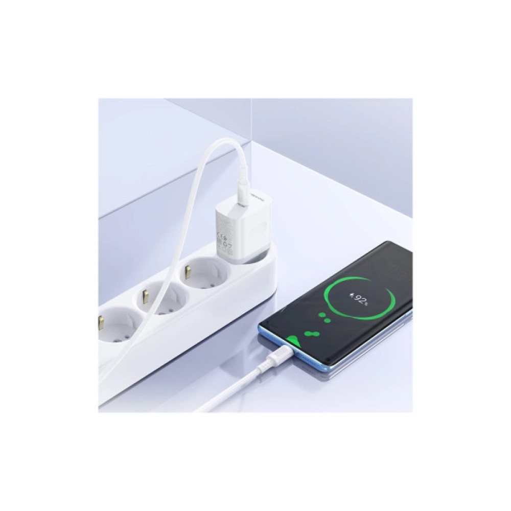 Зарядний пристрій BOROFONE USB-C PD20W + cable USB-C to USB-C white (6941991121371)